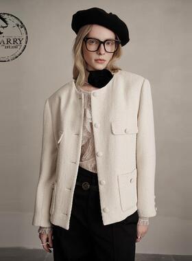 D-HARRY/迪哈利冬季新款百搭圆领米白色长袖外套DH244A97872G