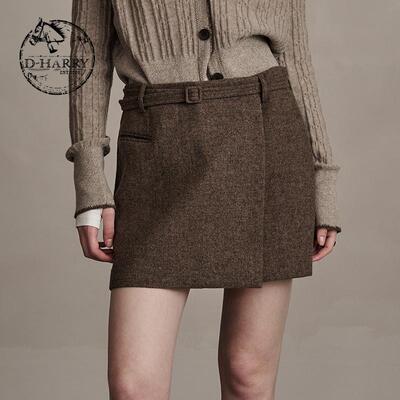 D-HARRY/迪哈利咖色半裙小A短裙