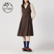 复古通勤咖色马甲连衣裙DH241J96917D 迪哈利春秋新款 HARRY