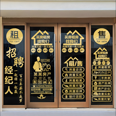 租售招聘房产中介玻璃门贴纸