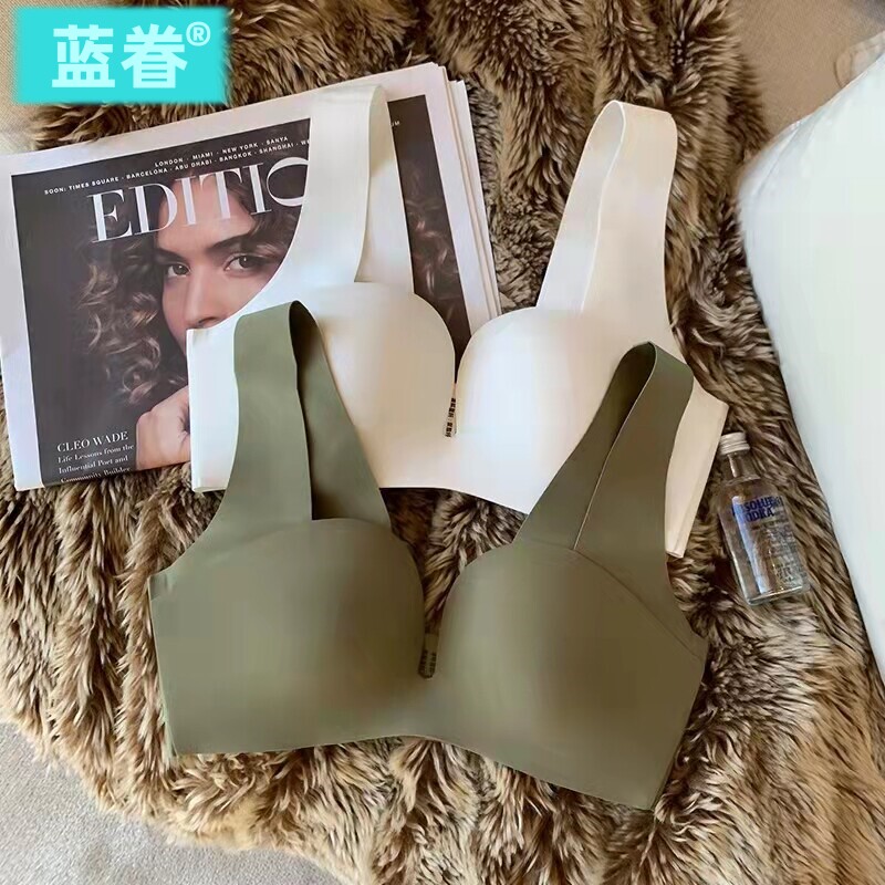 日本3D果冻条无痕内衣女夏薄款无钢圈小胸聚拢收副乳文胸罩套装