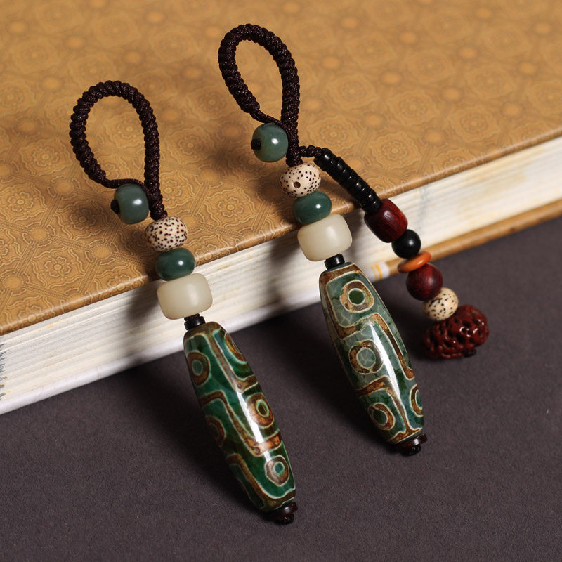 玛瑙九眼天珠菩提子汽车钥匙挂件钥匙扣手工创意个性吊坠链男女款