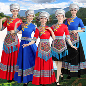 苗族服装 女长裙新款 湘西云南少数民族土家族节日成人舞蹈演出服饰