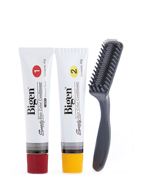 BIGEN天然黑色快速黑发霜染发剂纯黑男女可以植物持久遮白40G*2