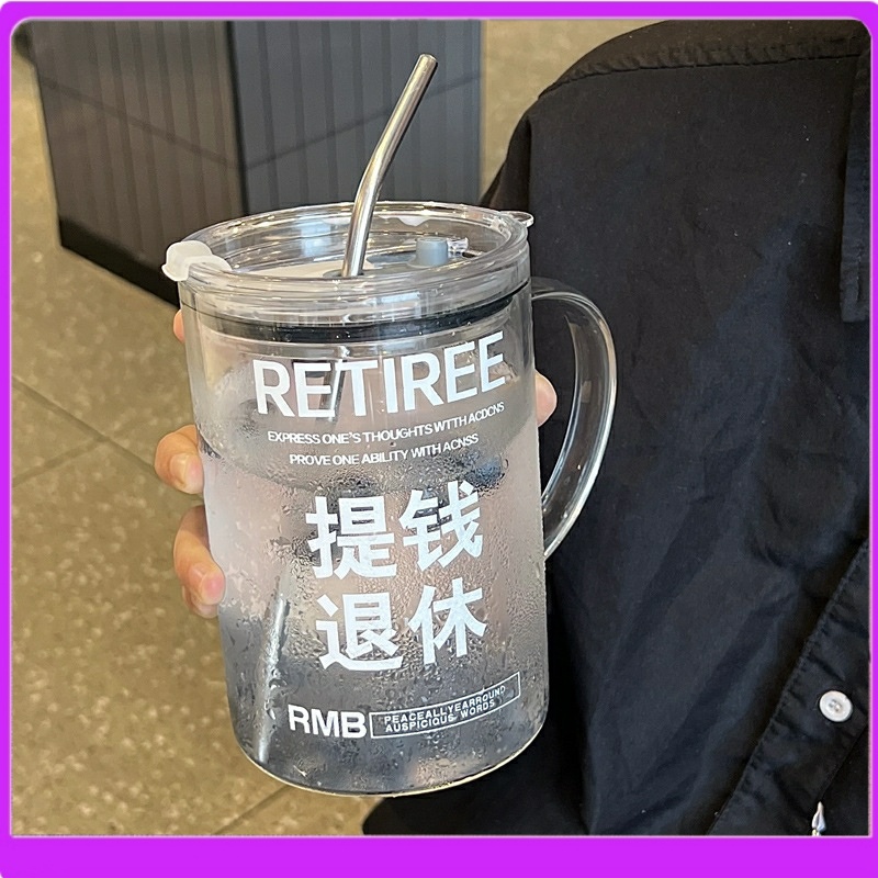 1L大容量夏天喝水杯子吸管杯杯子ins高颜值玻璃杯咖啡杯奶茶杯