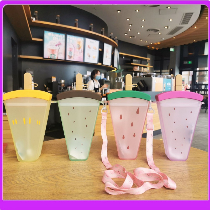 2024创意网红冰棒雪糕杯便携斜跨水壶高颜值吸管杯少女心夏天水杯