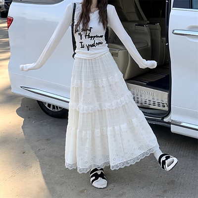 秋冬优质白色蕾丝半身裙