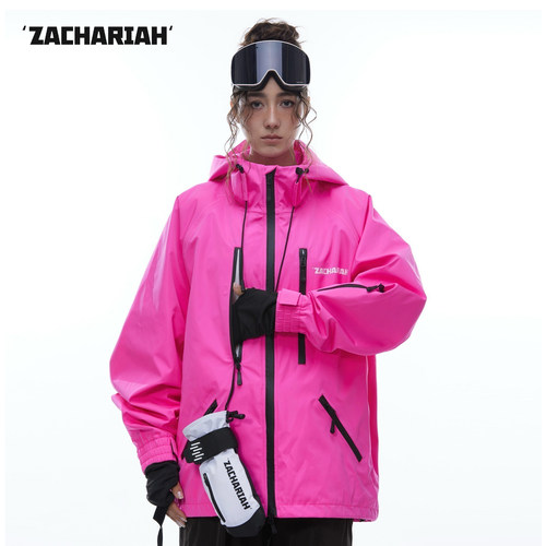 ZACHARIAH【树莓粉】户外硬壳冲锋衣女 防水滑雪服防风登山雪外套