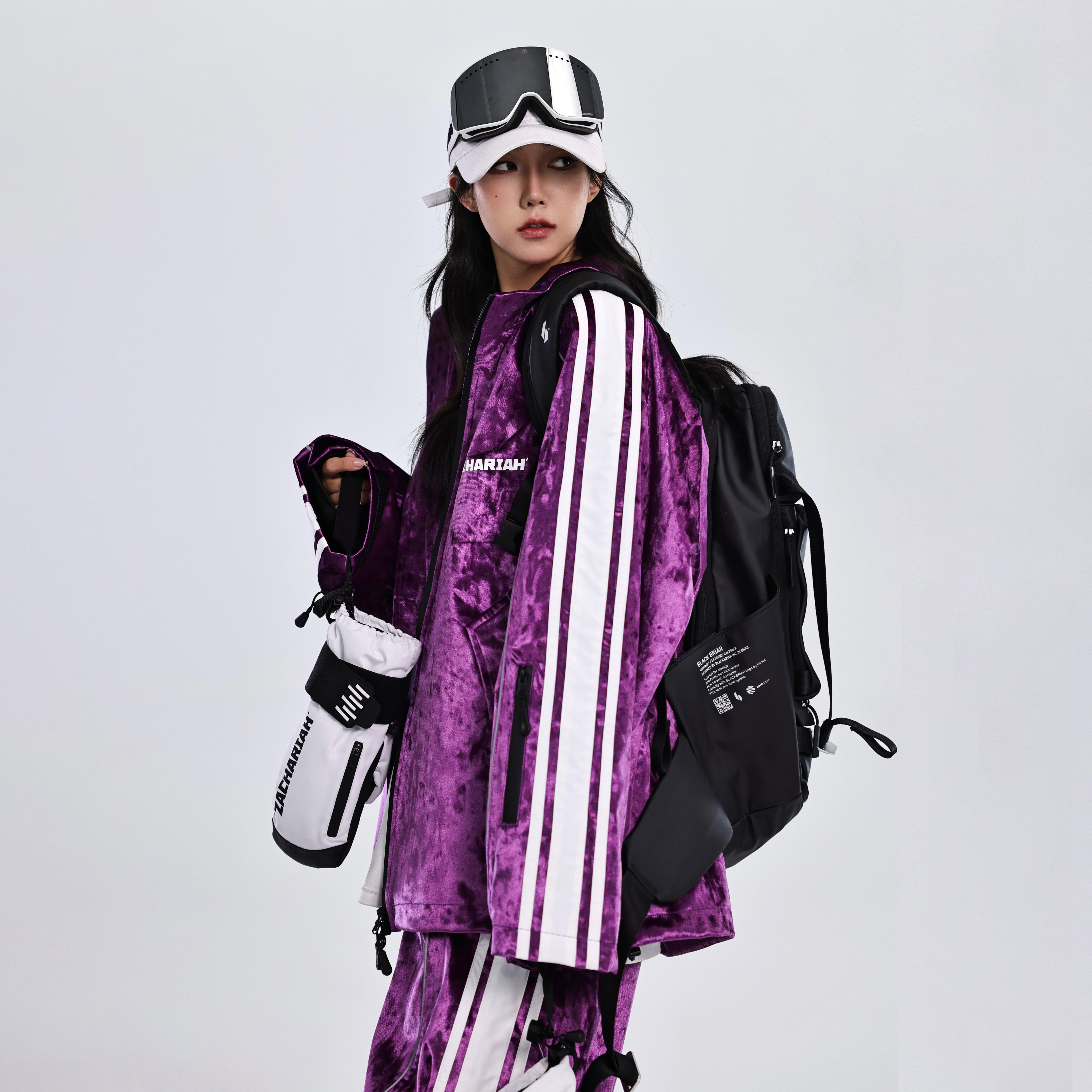 ZACHARIAH【凝夜紫】单板滑雪服套装女 防水雪衣防风硬壳双板男款图片