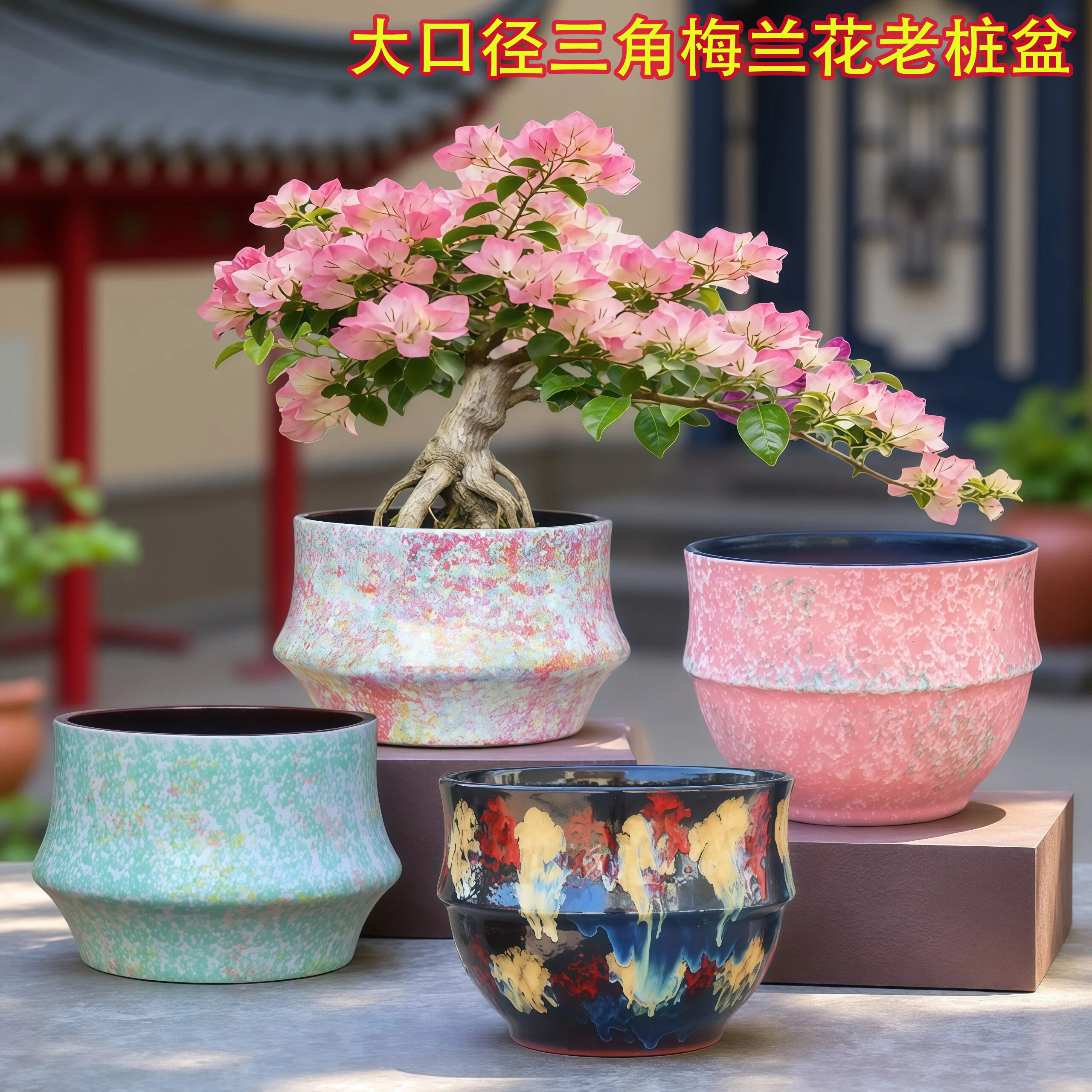 三角梅专用透气轻奢陶瓷花盆图片