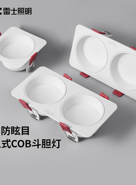 雷士照明cob斗胆灯双头格栅灯led射灯防眩筒灯无主灯店铺商用吊顶