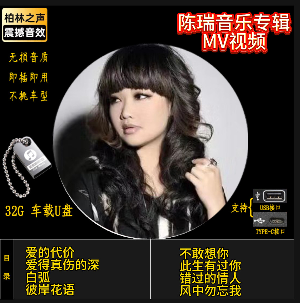 陈瑞情罪所有歌曲音乐专辑车载音乐U盘 相思的债 不想回家的女人