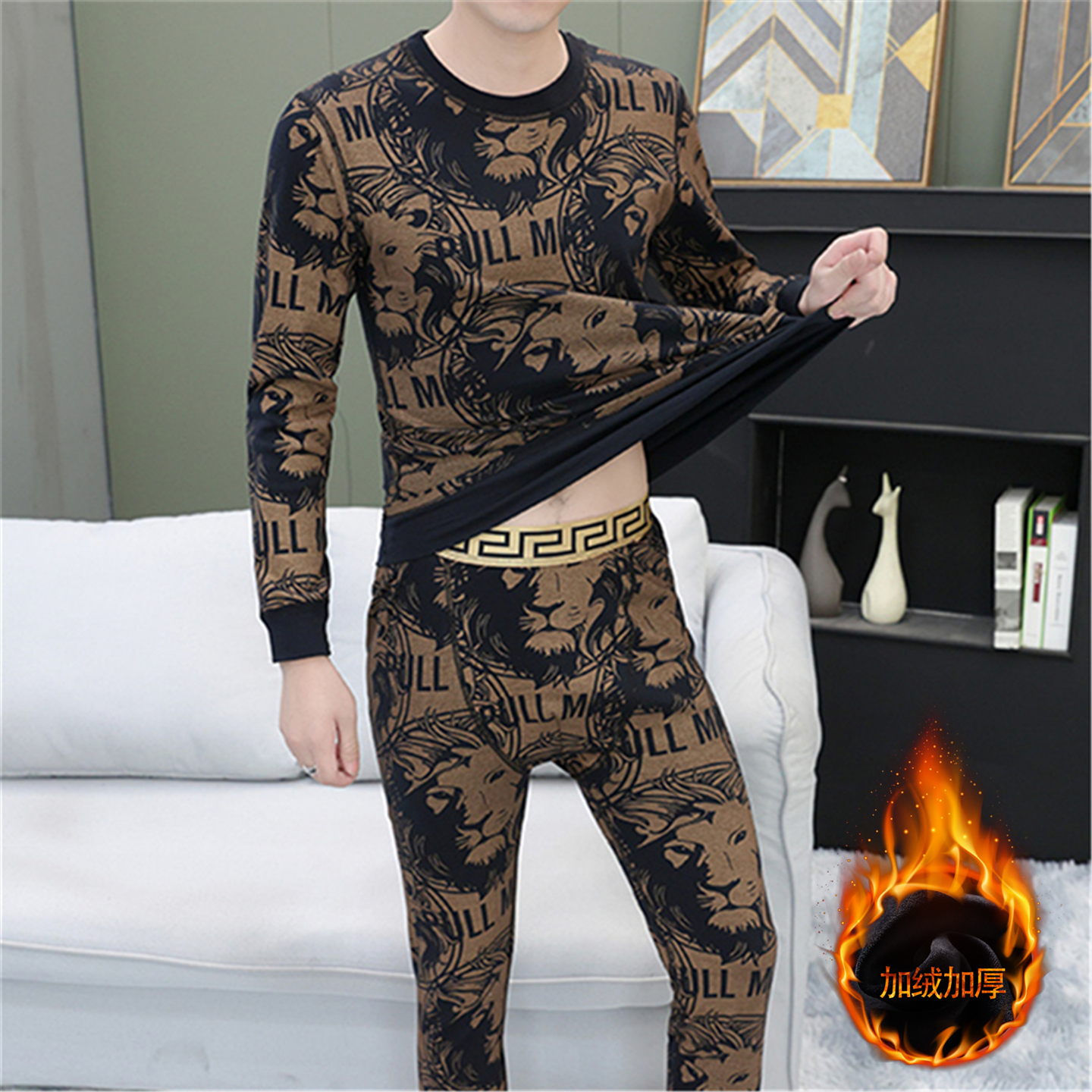 高档纯棉男士保暖内衣套装