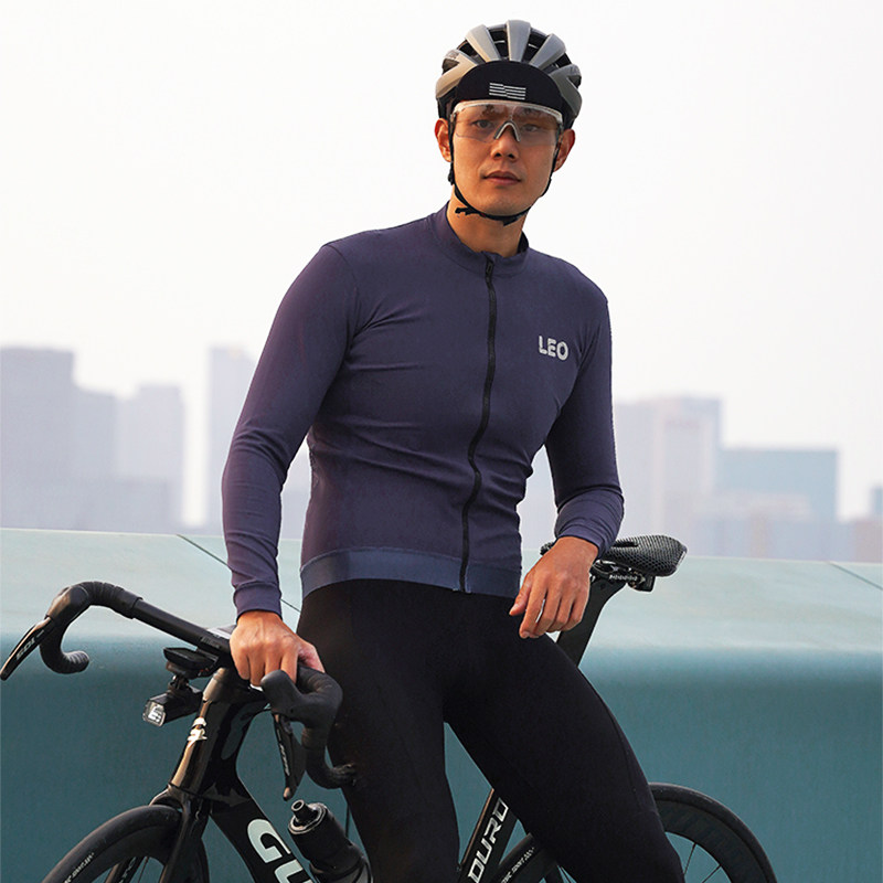 LEO男款加绒骑行服公路车自行车长上衣吊带长裤秋冬单车服山地车