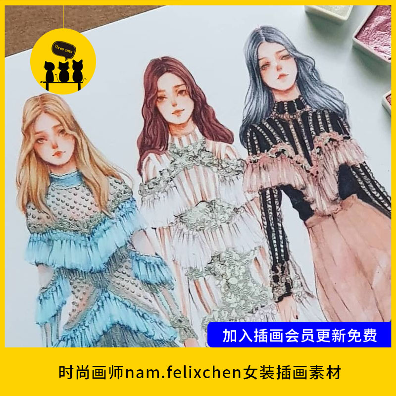 【1600】时尚插画师nam.felixchen女装插画素材图片素材