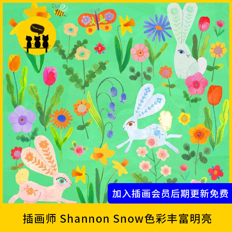 【1740】插画师shannon snow作品图片素材电子版丰富明亮色彩花朵