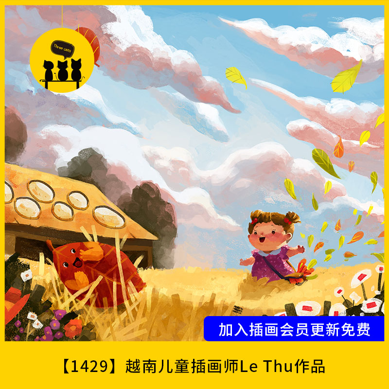 【1429】越南儿童插画师Le Thu作品图片素材可爱卡通临摹