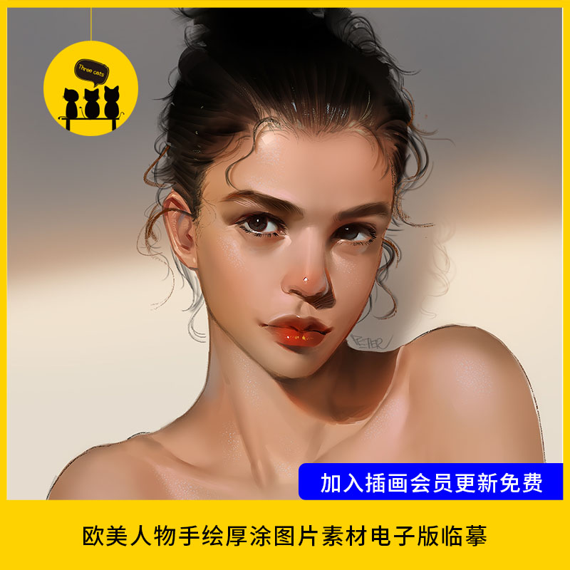 【1664】欧美人物头像厚涂手绘图片素材电子版人像写实2000张参考