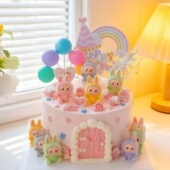 网红植绒兔子蛋糕装 备配件 饰兔兔头儿童可爱女孩生日卡通蛋糕装