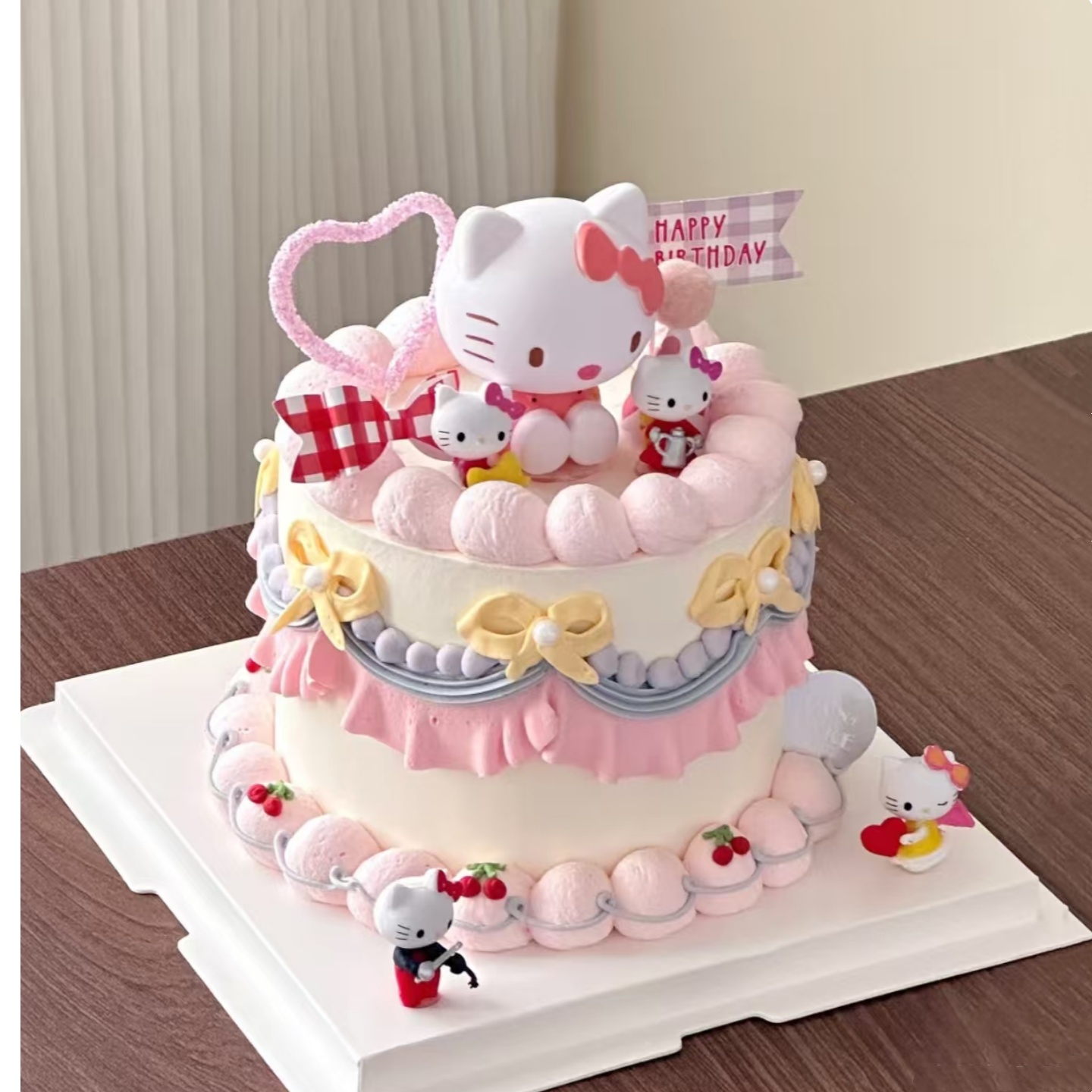 HelloKitty生日蛋糕装饰摆件KT
