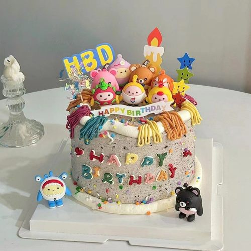 蛋仔派对蛋糕装饰小熊儿童生日