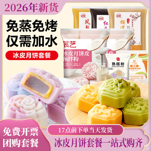展艺冰皮月饼预拌粉团建商用套餐