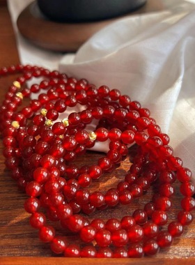 本命年红玉髓金珠手串