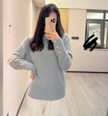 男女同款 新色雾霾蓝翠绿经典 四杠羊毛羊绒圆领套头毛衣针织衫