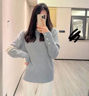 TB 新色雾霾蓝翠绿经典四杠羊毛羊绒圆领套头毛衣针织衫男女同款