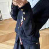 元 宝针四杠针织粗针毛线羊毛四杠开衫 男女同款 经典 江浙沪穿搭