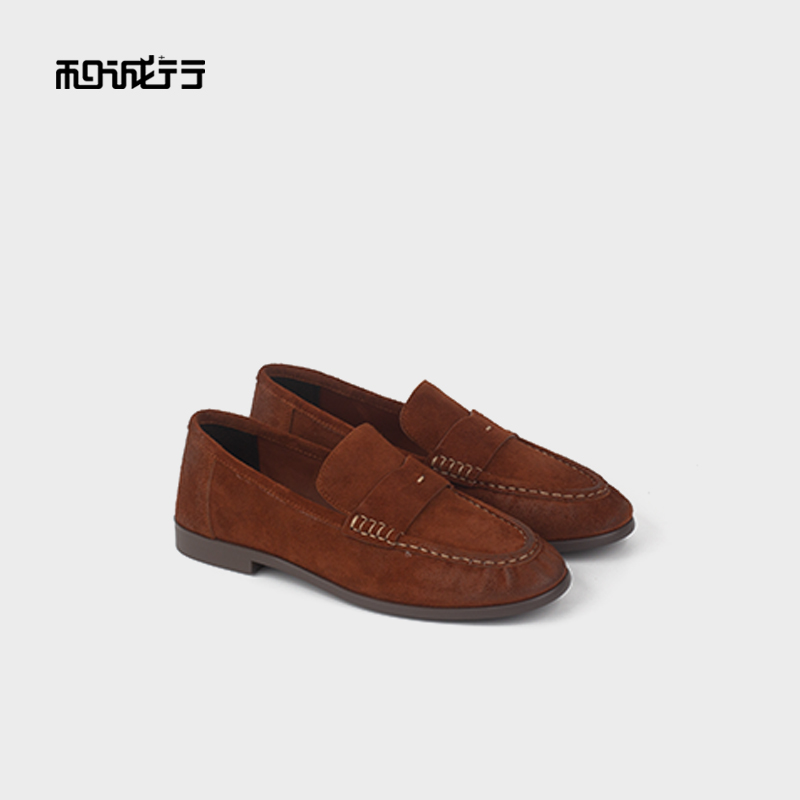 和诚行秋季复古真皮舒适乐福鞋