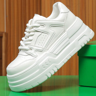 14公分小白鞋女款春季透气小个子内增高12cm轻便松糕真皮厚底女鞋