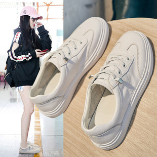头层牛皮小白鞋女开车软底韩版时尚运动休闲百搭真皮平底潮牌板鞋