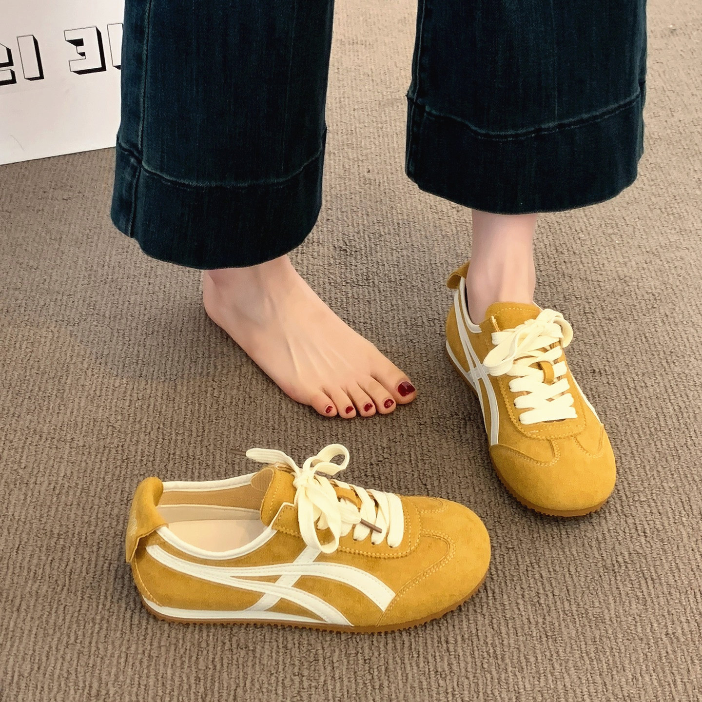黄色德训鞋女鞋子2026新