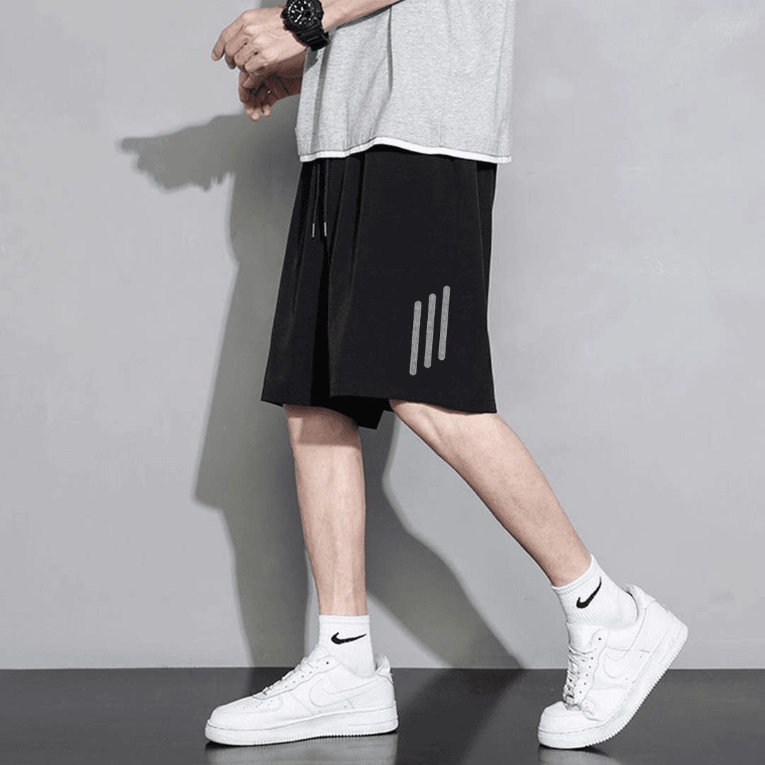 冰丝短裤男夏季透气五分裤百搭潮牌宽松大码男生运动休闲沙滩裤子