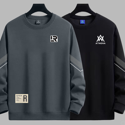 卫衣男圆领印花春秋新品宽松加厚长袖套头时尚休闲百搭打底衫潮男