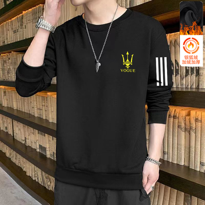 套头卫衣男秋冬季2025新款青少年男款宽松加绒重磅无帽外套百搭