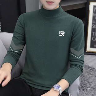 打底衫 休闲男女款 翻领加厚保暖上衣 T恤男修身 秋冬双面绒高领长袖