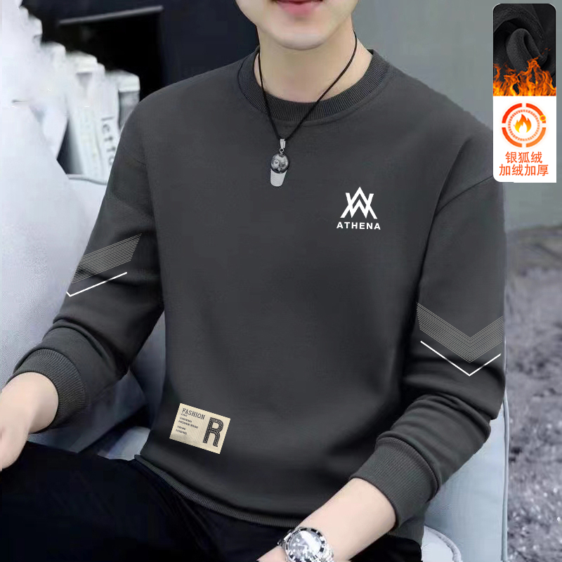 套头卫衣男秋冬季2025新款青少年男款宽松加绒重磅无帽外套百搭