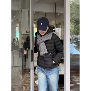 短款羽绒服女2025年冬季新款黑色韩版轻薄修身连帽排骨白鸭绒外套