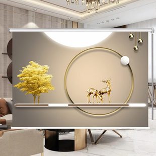 饰挂画免打孔升降拉帘 现代轻奢卷帘窗帘客厅卧室卫生间防水遮光装