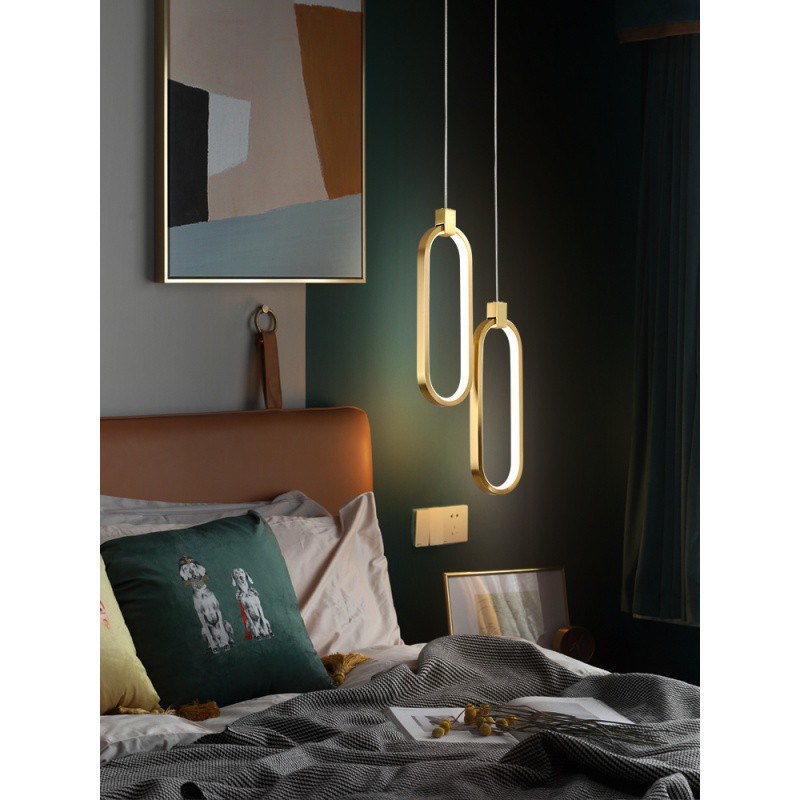 客厅电视背景墙吊灯轻奢现代简约全铜长线格栅网红卧W室床头吊线