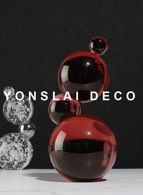 简约玻璃水晶球艺术摆件家居客厅玄关柜轻奢软T装饰品样板房间