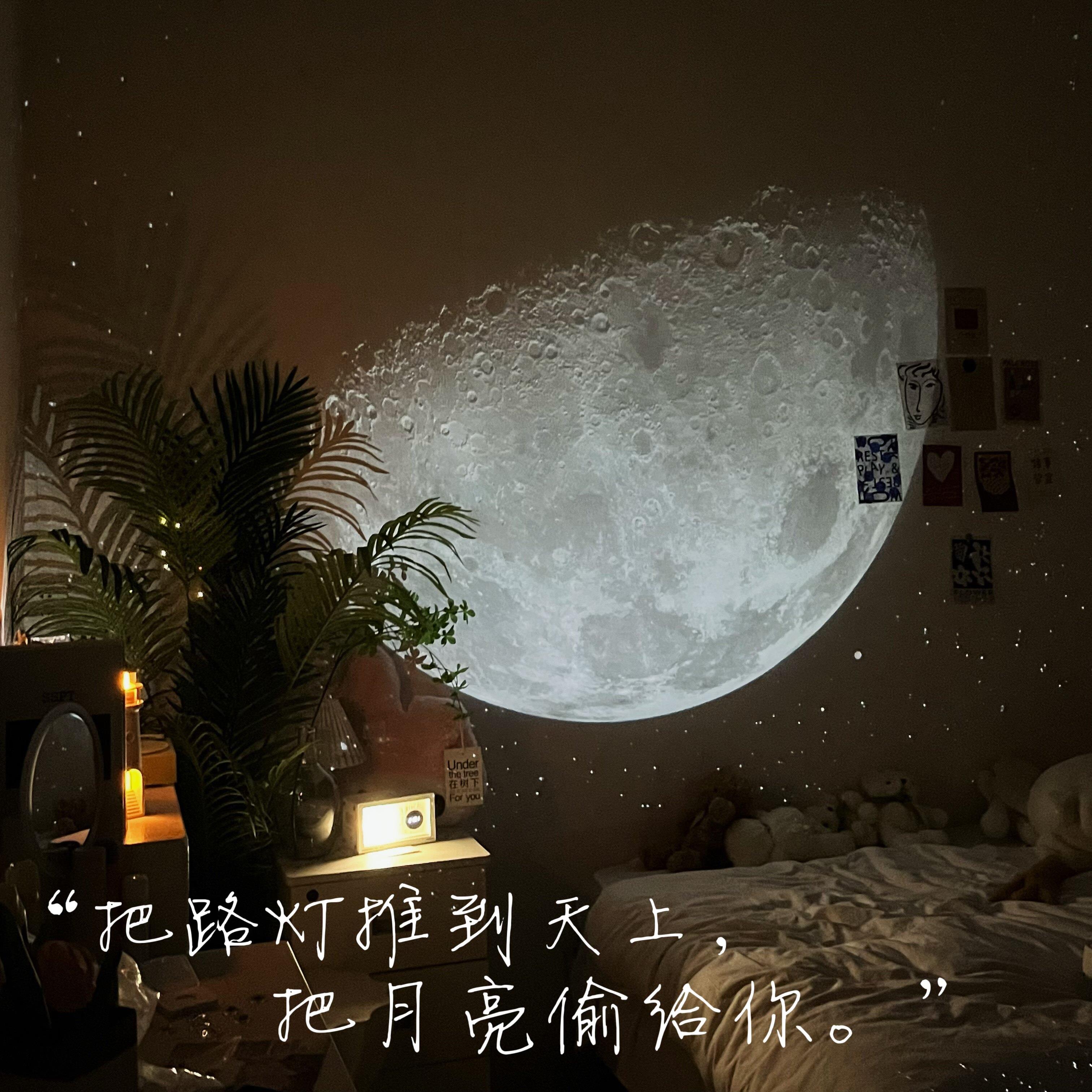 浮月看流星星空投影灯氛围灯卧室满天星投影伴睡小夜灯生日礼物