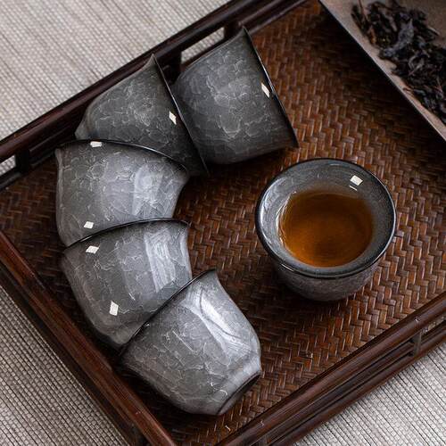 黑冰主人杯单杯哥窑冰裂纹客人茶杯茶盏男士功夫茶具个人品茗杯