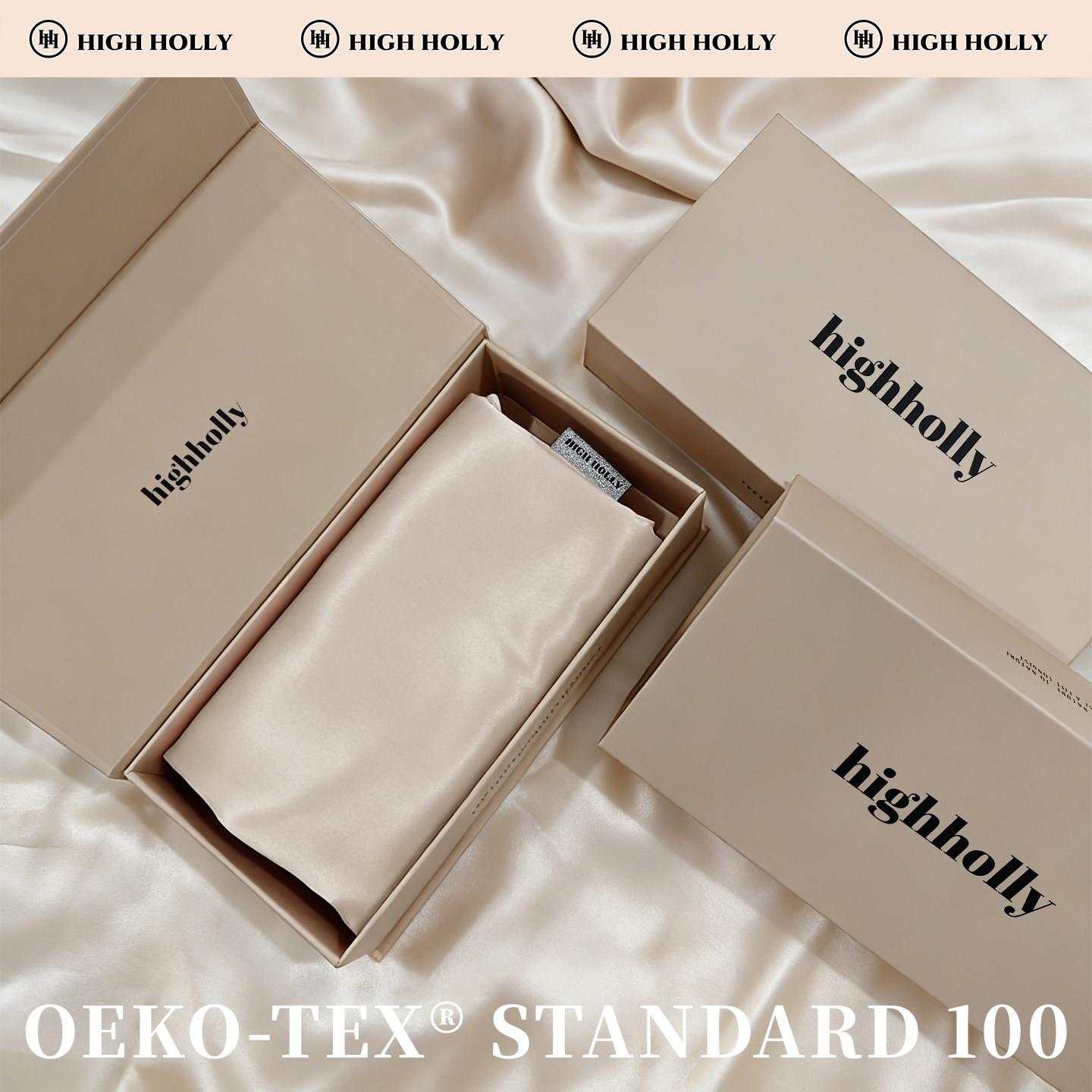 highholly22姆米真丝枕套100桑蚕丝礼盒枕巾单双面一对乳胶枕头套