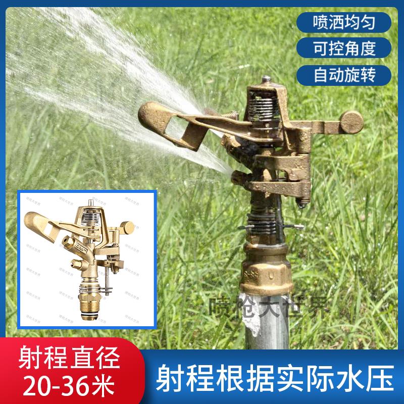 1寸全铜双喷喷灌草坪摇臂喷头360度旋转洒水灌溉园林园艺降温除尘