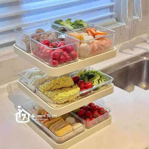 火锅配盘子可旋转分格置物架家用多功能食材备菜托盘多层篮拼盘