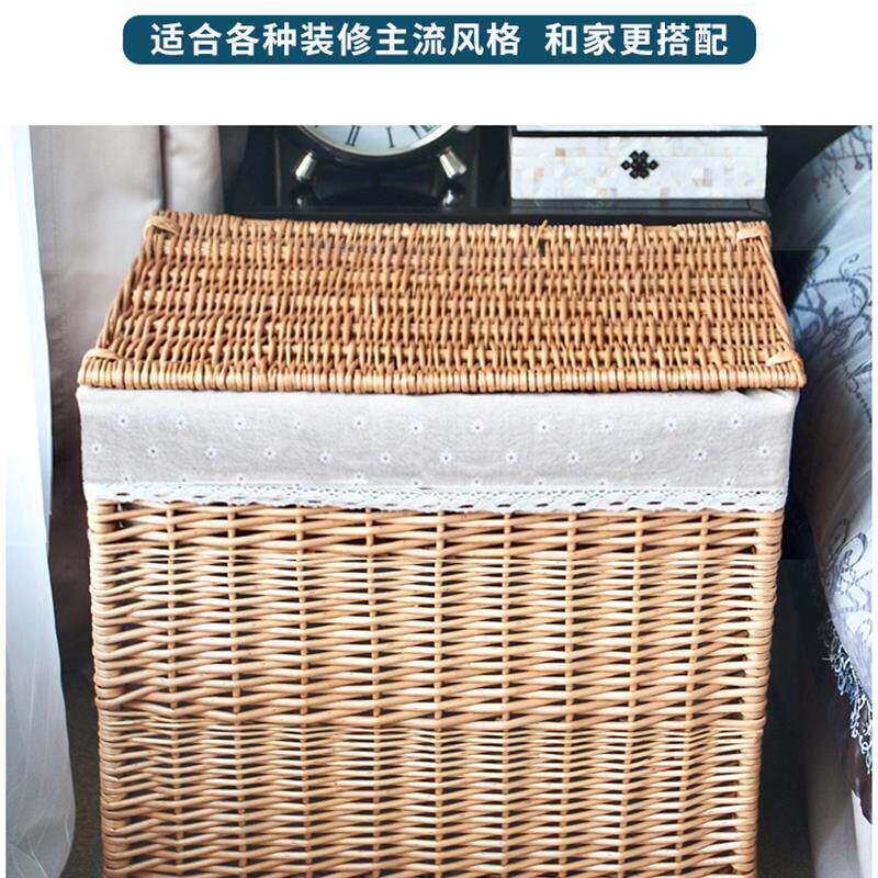 藤编脏衣篮带盖子衣服收纳筐大号衣物收纳箱柳编篮编织篓家用百厂
