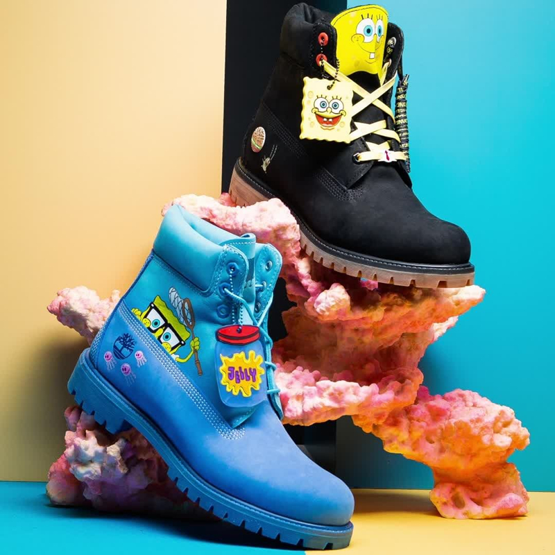 代购正品timberland 6 spongebob海绵宝宝联名动画印花男子休闲鞋